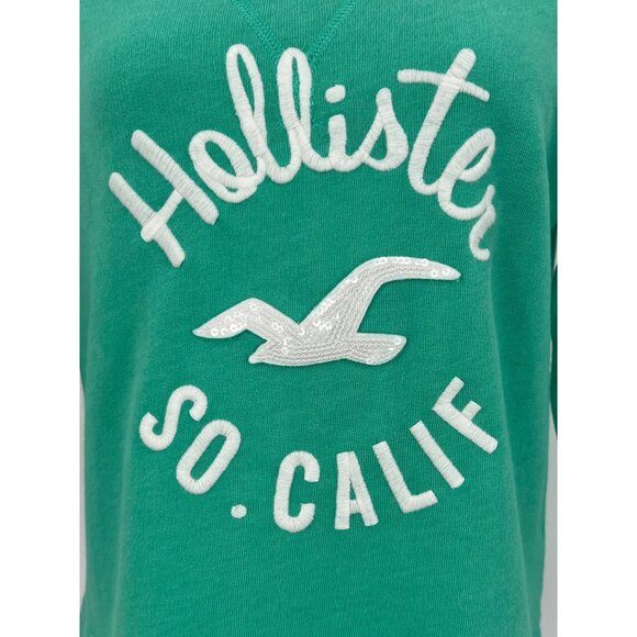 NWT Hollister Seafoam Green Slouchy Embroidered Sequin Logo 3/4 Sleeve Sweater - Picture 3 of 11